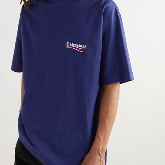 BALENCIAGA Oversized Logo-Embroidered Cotton-Jersey T-Shirt - Picture 4 of 12